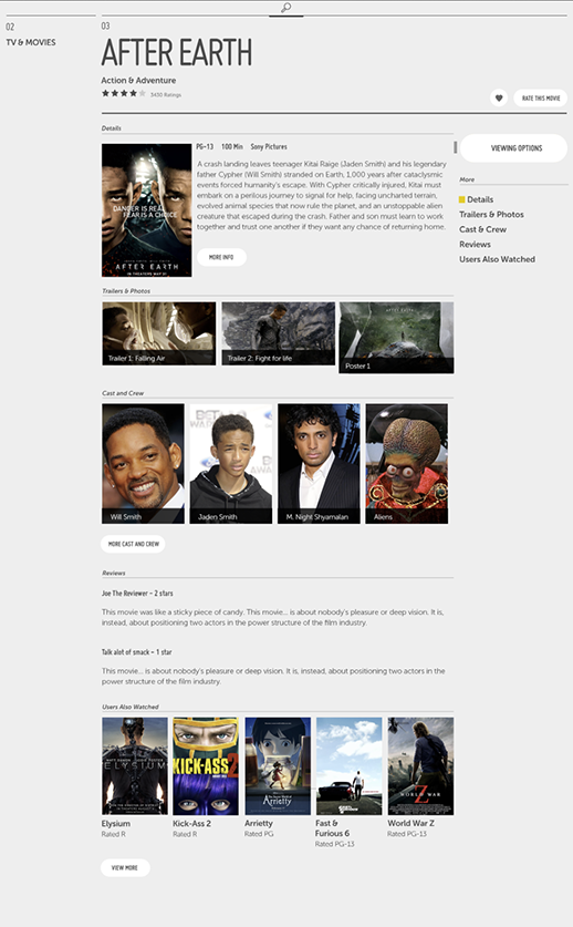 Sectioned Detail Page: Full Panel