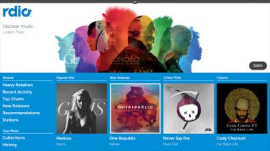 Rdio Top Level Page