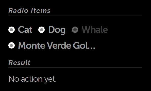 Radio Item Group with Nothing Selected
